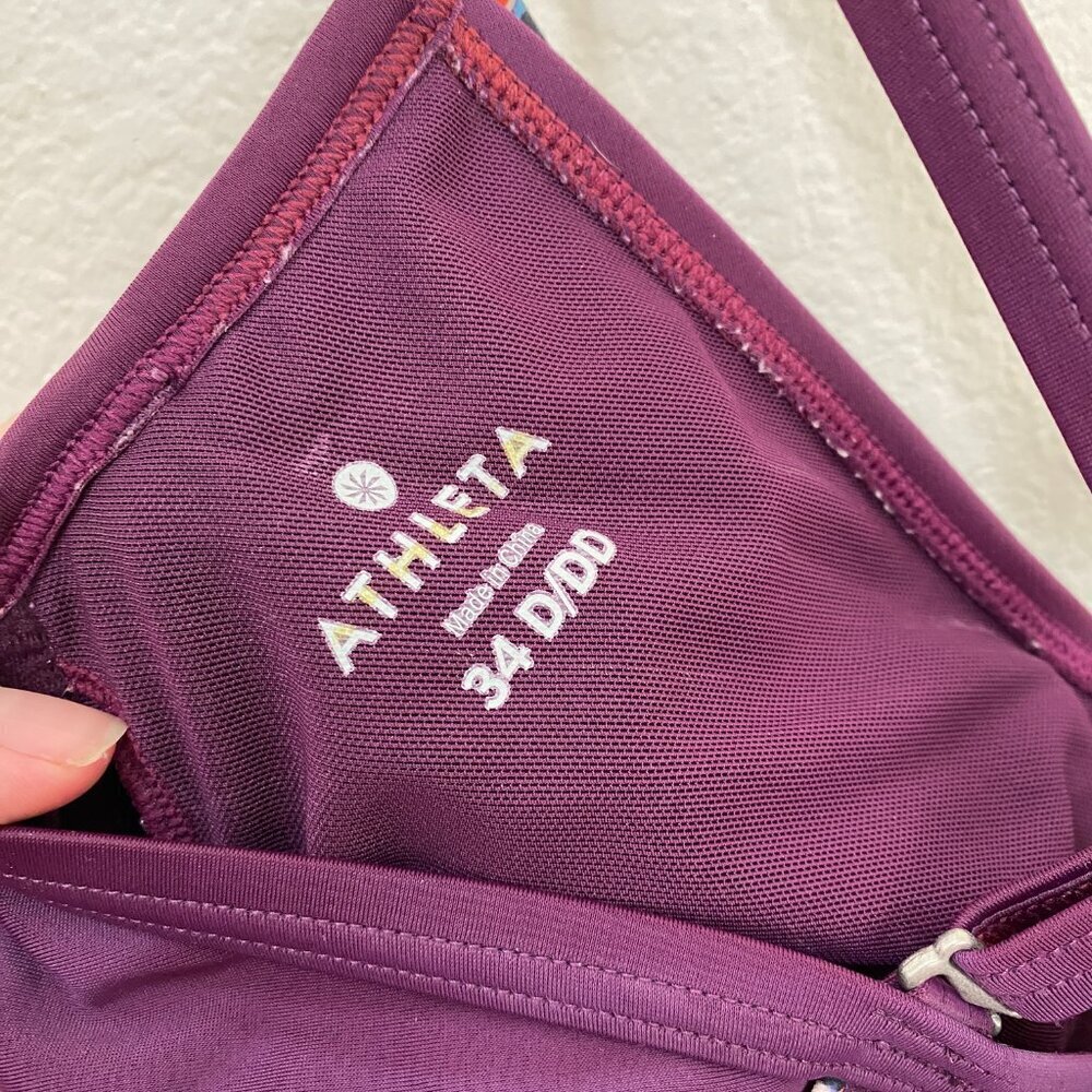 Athleta Marrakesh Side Scrunch Tankini Swim Top Size 34 D/DD Purple - Picture 8 of 8